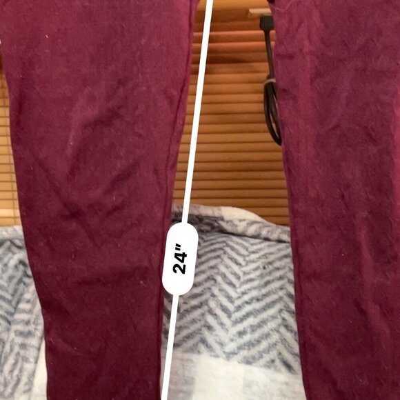 Faded Glory Burgundy Ribbed Leggings - L - 30" Waist, 24" Inseam - Picture 8 of 10